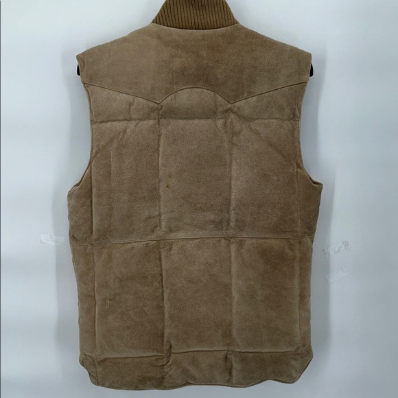 Polo Ralph Lauren Mens Suede Leather Vest Plaid Lined Puffer Down/Feather Fill S - Picture 4 of 10